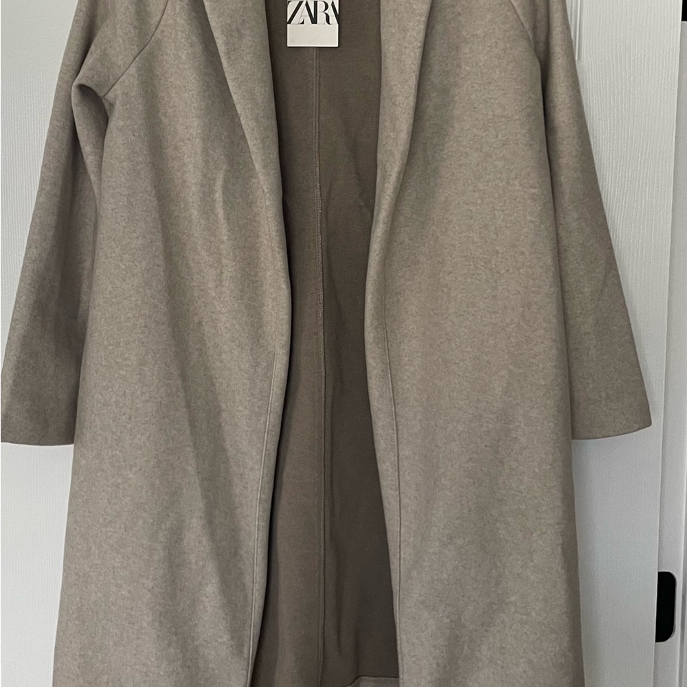 Zara Taupe Open Front Coat